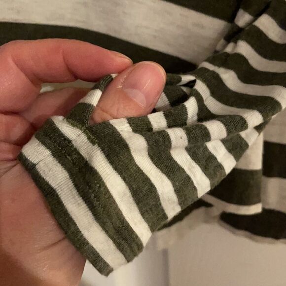 CAbi Olive Green & Oatmeal Striped Playoff Hoodie 3995 - Picture 7 of 8